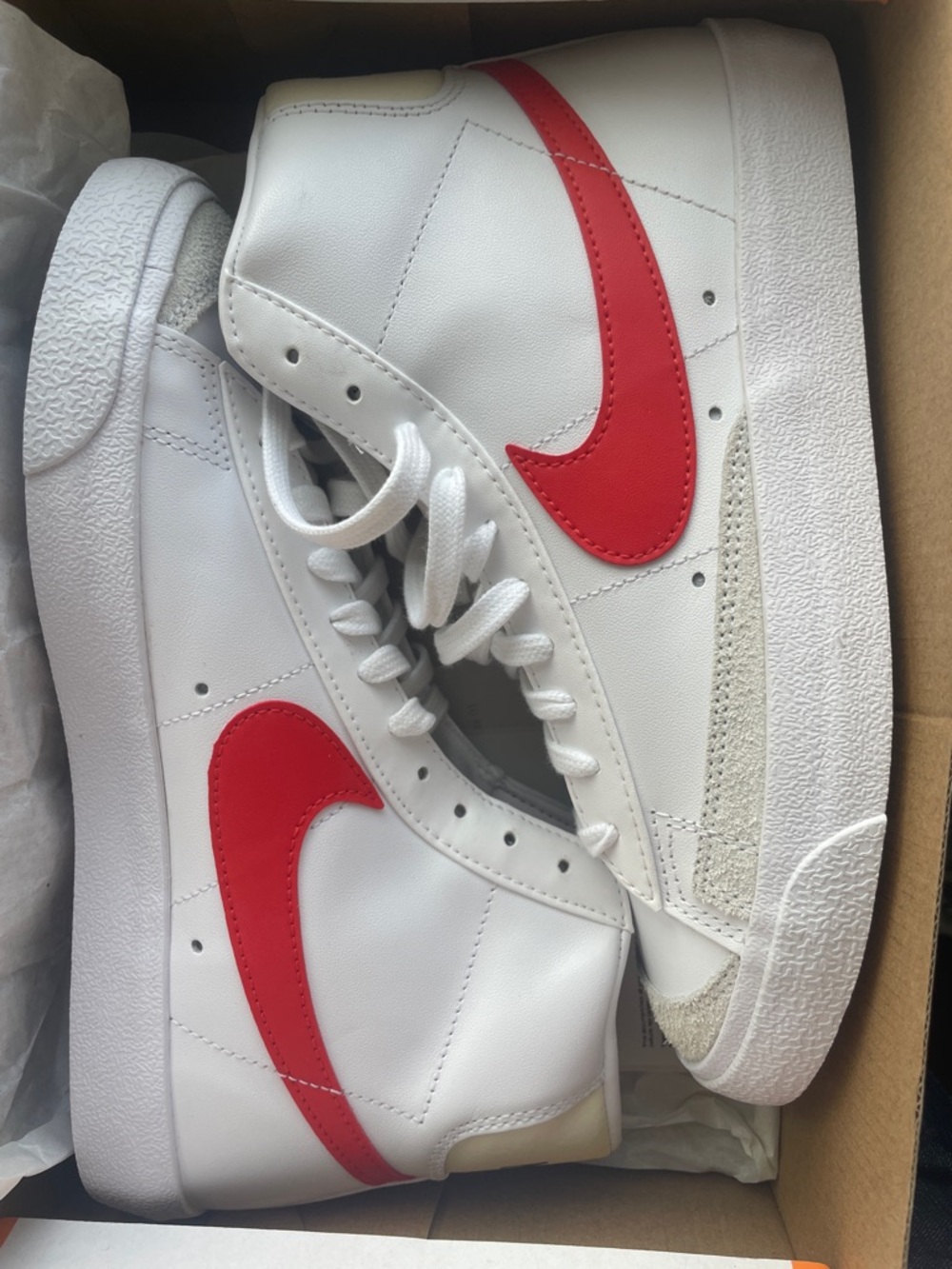 Nike White & Red High-Top Sneakers